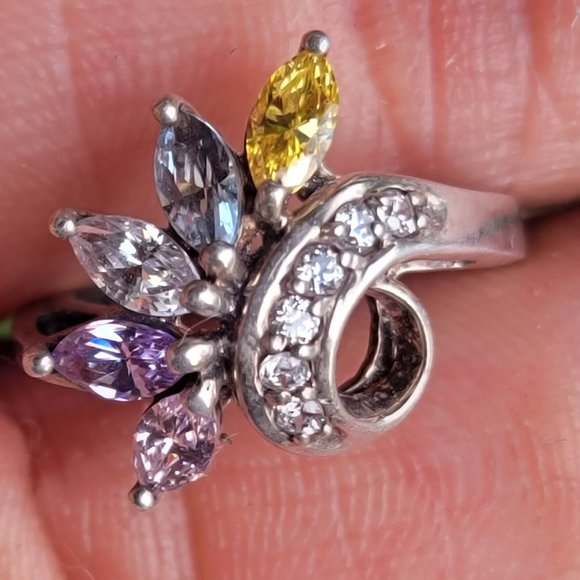 Absolutely stunning marquise prong set multi-colored gemstones 925 sterling ring - Picture 2 of 15